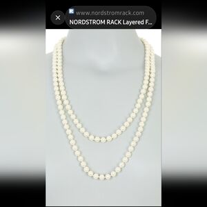 Nordstrom Rack Layered Faux Pearl Necklace White Silver Statement Jewelry